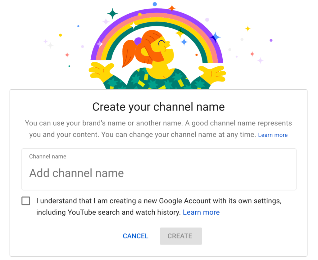 Create Your Channel Name for your New YouTube Brand Account