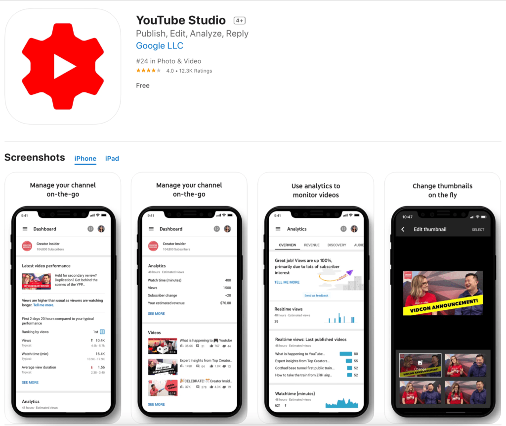 Youtube studio mobile app - manage your youtube channel on-the-go