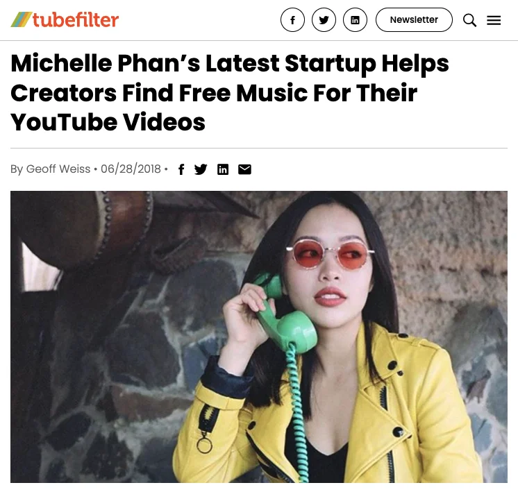 Tubefilter: michelle phan’s latest startup helps creators find free music for their youtube videos