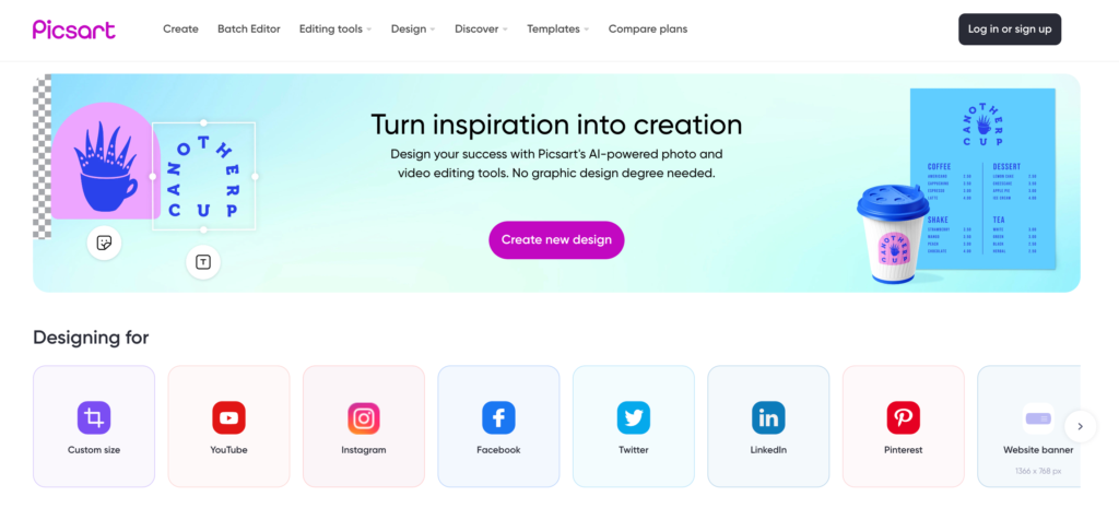 Picsart: editing and design tools