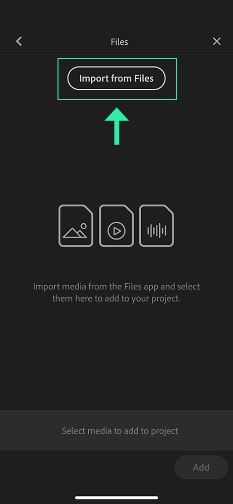 Adobe Premiere Rush Mobile App: Import Music from Files