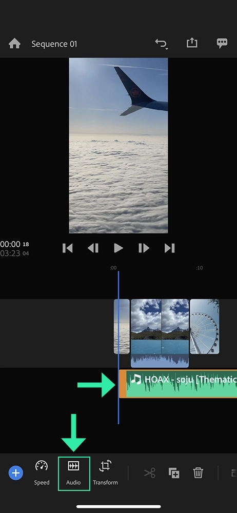 Adobe premiere rush mobile app: edit sequence audio