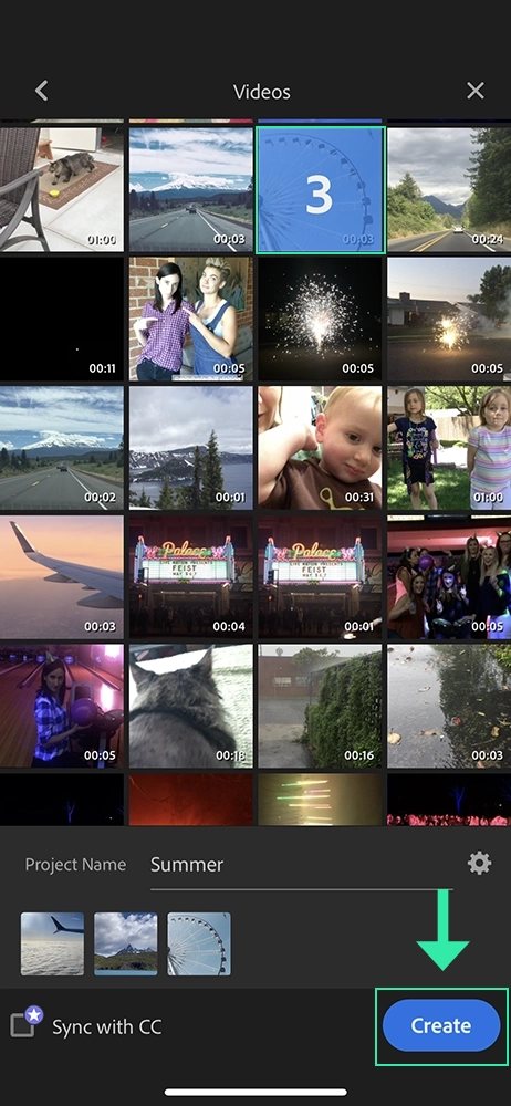 Adobe Premiere Rush Mobile App: Select Video Files