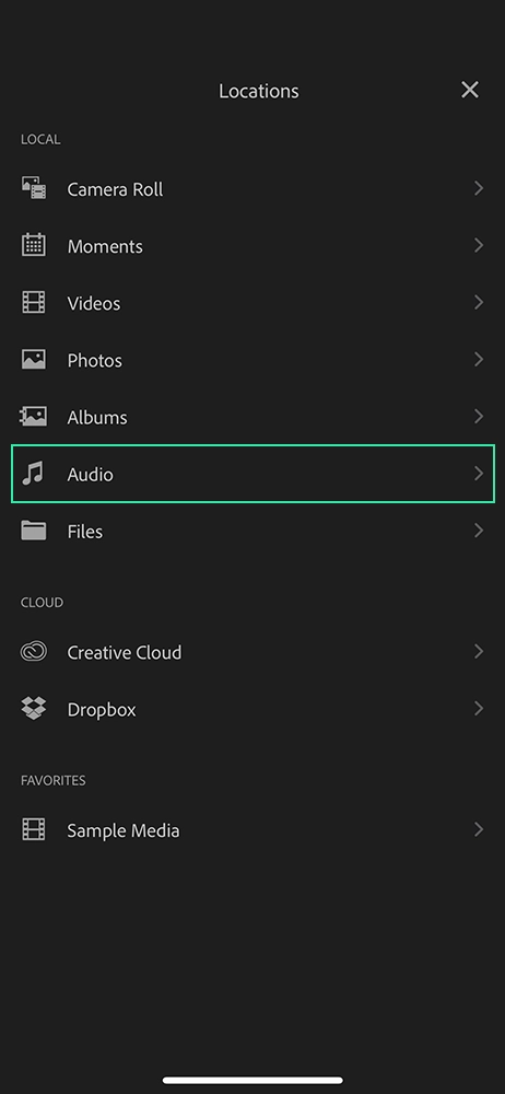 Adobe premiere rush mobile app: add audio from apple music