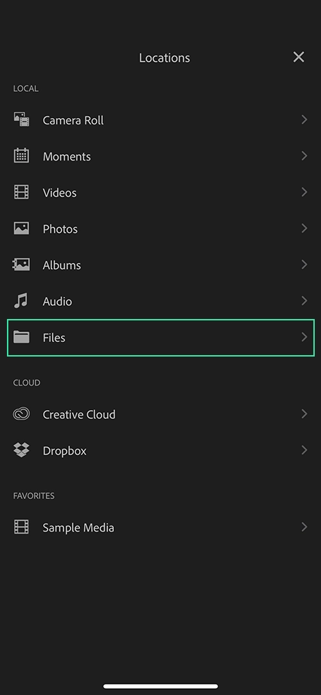 Adobe premiere rush mobile app: add songs from download files