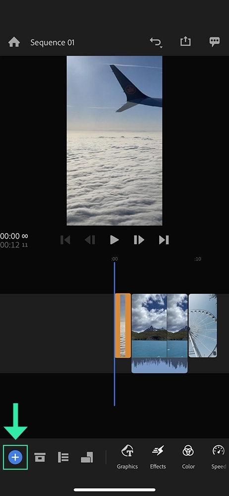 Adobe premiere rush mobile app: add files to sequence