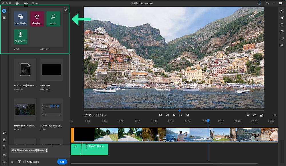 Adobe Premiere Rush Desktop App: Add Media Files