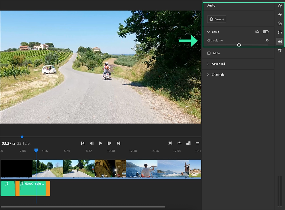 Adobe Premiere Rush Desktop App: Adjust Audio Volume