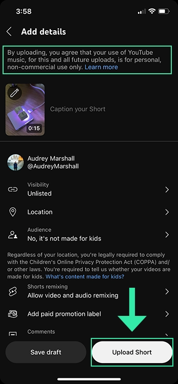 Create youtube shorts video on youtube app: edit and share video