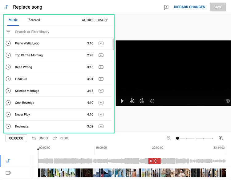 Replace the Music in a YouTube Video: Browse YouTube Library