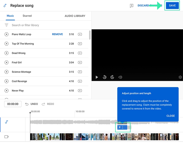 Replace the Music in a YouTube Video: Edit and Save your Video