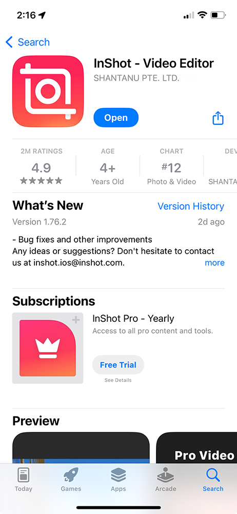 Inshot video editor - install app