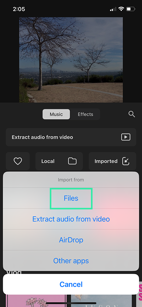 InShot Video Editor - Import Song from Files