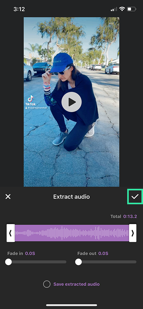 Inshot video editor - select extracted audio