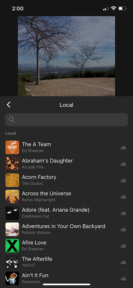 Inshot video editor - select local music from music app