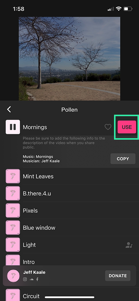 Inshot video editor - use song from music library