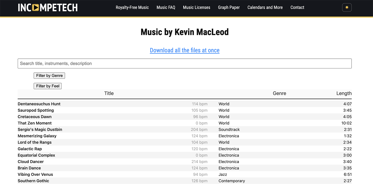 Incompetech: Free YouTube Music Website