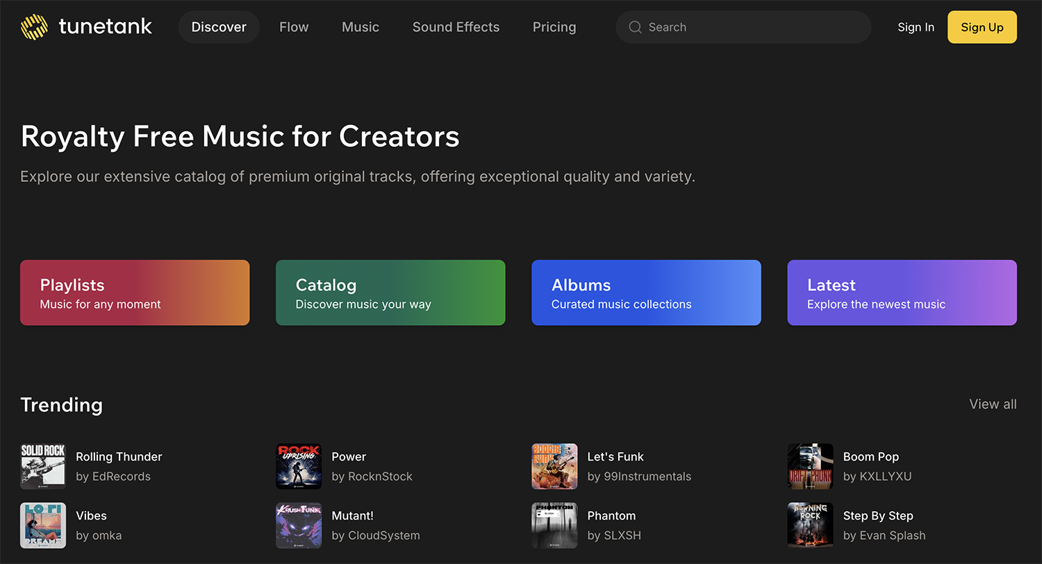 Tunetank: Royalty Free Music for YouTube, Video & Podcast