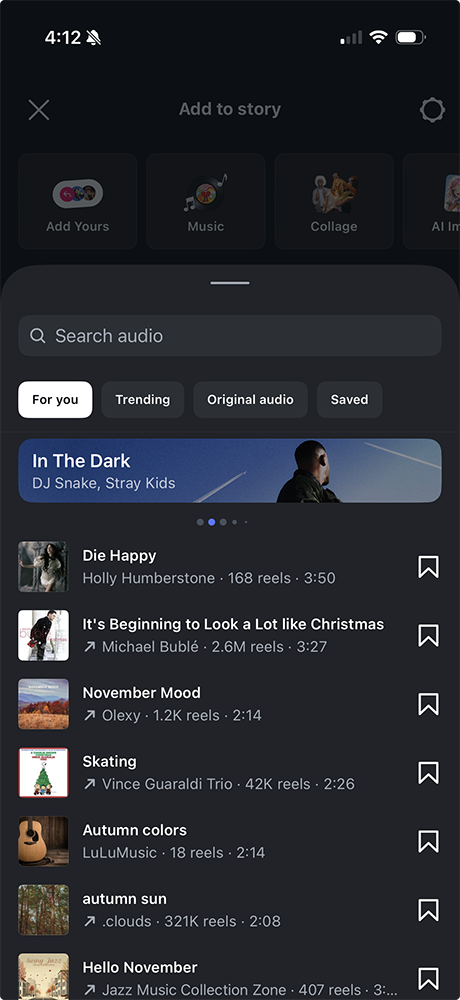 Add Music to Instagram Stories: Browse Audio
