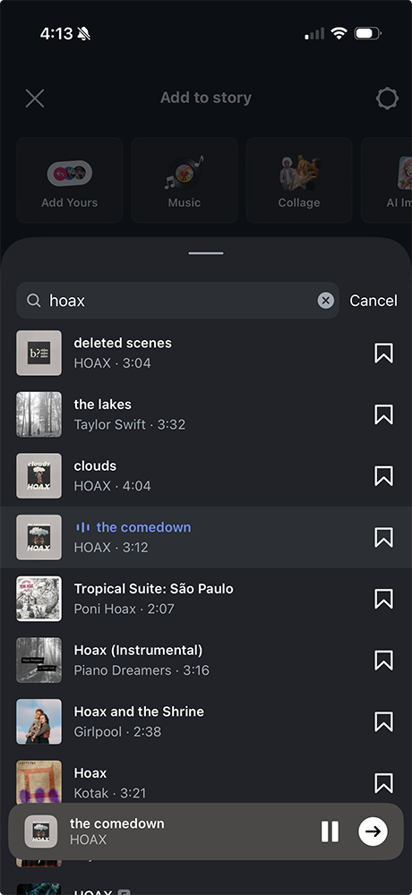Add Music to Instagram Stories: Search for Songs