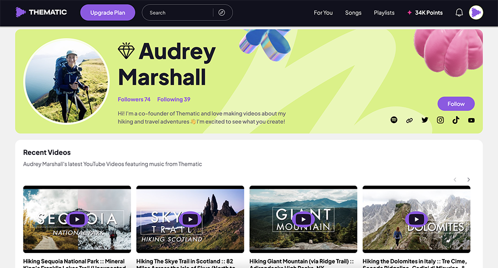 Thematic vs. Uppbeat: Which Is Better for Creators? Thematic Creator Profiles