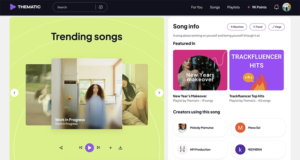 Thematic: Discover Trending Songs for Videos