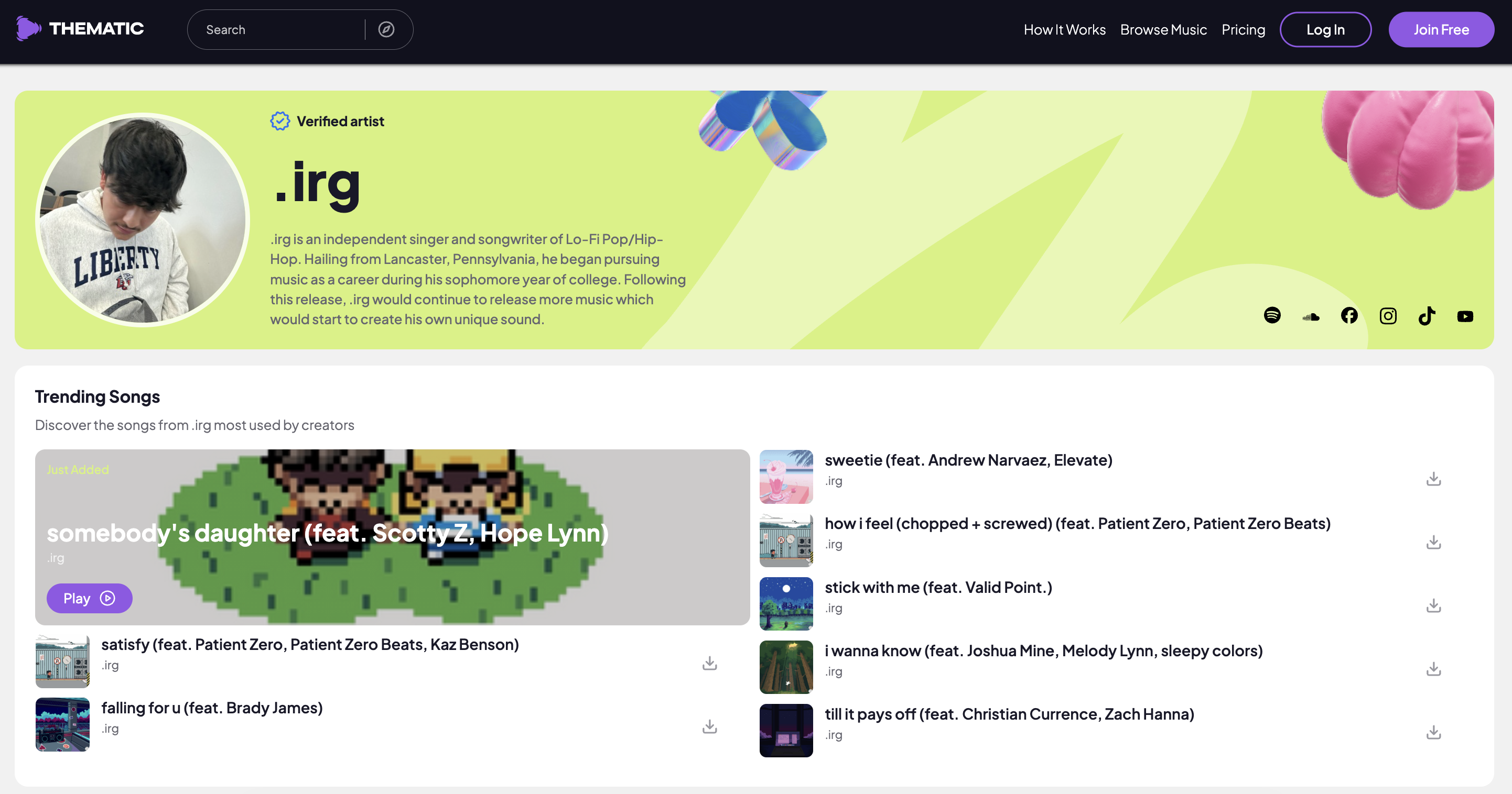 Thematic Music Artist: .irg