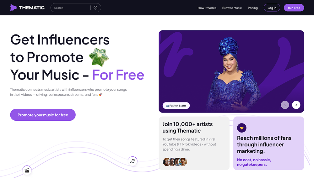 Thematic for Music Artists: Get Influencers to Promote Your Music