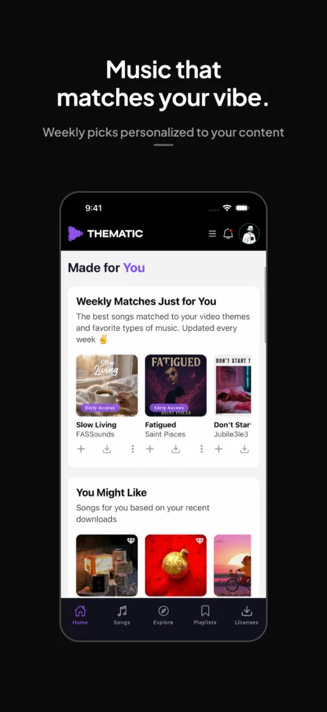 Introducing the Thematic App: Your Creative Soundtrack, Anywhere Thematic App: Music that Matches Your Vibe